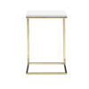 Zen 23 Inch Side End Tray Table, White Tray Top, Steel Base in Gold Finish