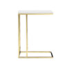 Zen 23 Inch Side End Tray Table, White Tray Top, Steel Base in Gold Finish