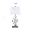 30 Inch Table Lamp, Mirrored Crystal Accent Geometric Base, Chrome, White