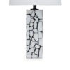 28 Inch Table Lamp, Drum Shade, Black and White Mosaic Marble Art Resin