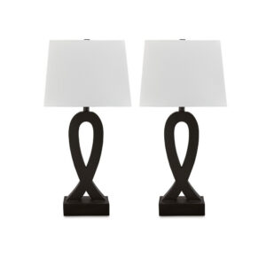 29 Inch Table Lamp Set of 2, Black Sculptural Solid Base, Empire Hardback