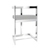 Gei 26 Inch Counter Stool Chair, Low Back, Gray Velvet, Cantilever Chrome