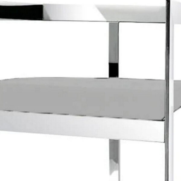 Gei 26 Inch Counter Stool Chair, Low Back, Gray Velvet, Cantilever Chrome