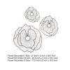 30, 24, 18 Inch Set of 3 Decorative Metal Flowers, Wall Decor Black, Gold