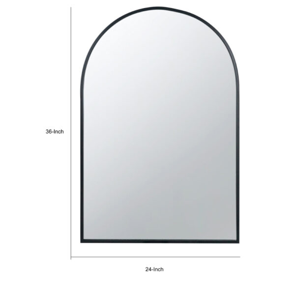 Cod 36 Inch Wall Mounted Mirror, Wide Arched Design Black Metal Frame