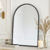 Cod 36 Inch Wall Mounted Mirror, Wide Arched Design Black Metal Frame