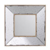 Joe 12 Inch Square Wall Mirror, 3 Dimensional, Speckled Off White and Brown