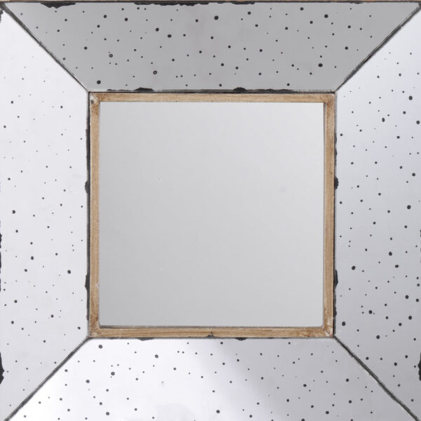 Joe 12 Inch Square Wall Mirror, 3 Dimensional, Speckled Off White and Brown