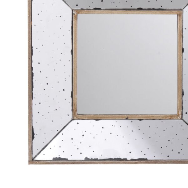 Joe 12 Inch Square Wall Mirror, 3 Dimensional, Speckled Off White and Brown