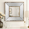 Joe 12 Inch Square Wall Mirror, 3 Dimensional, Speckled Off White and Brown