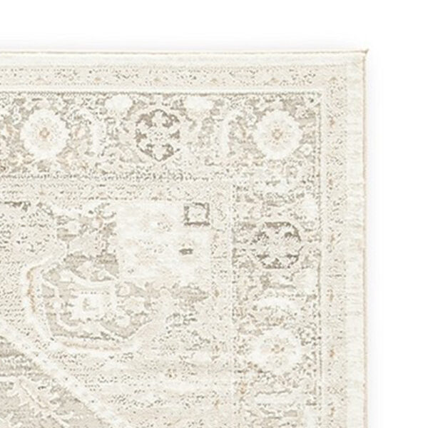 Wei 5 x 7 Medium Area Rug, Persian Inspired Medallion Motif, Beige Gray