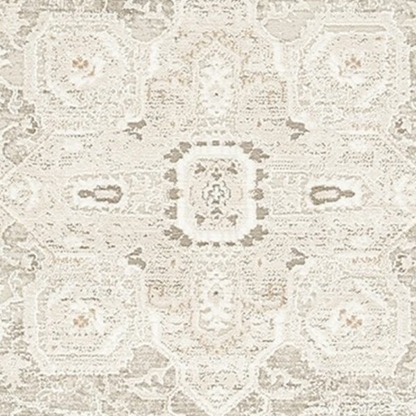 Wei 5 x 7 Medium Area Rug, Persian Inspired Medallion Motif, Beige Gray