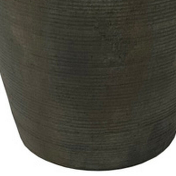Leyn 15 Inch Antique Flower Vase, Urn Shaped Home Decor Piece, Gray Ceramic