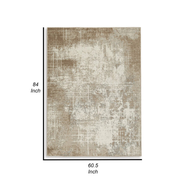 Lae 5 x 7 Medium Area Rug, Machine Woven Abstract Art Design, Brown Gray