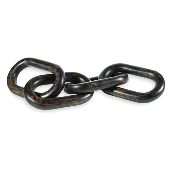 Delby Tabletop Sculpture Home Decor, Wood Link Chain, Distressed Black