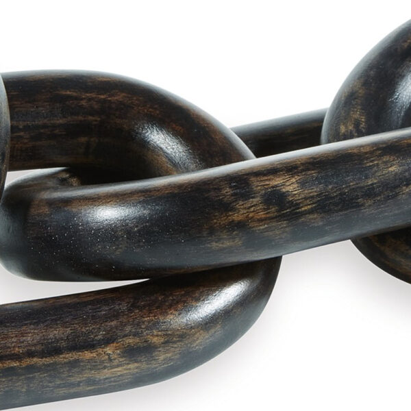 Delby Tabletop Sculpture Home Decor, Wood Link Chain, Distressed Black