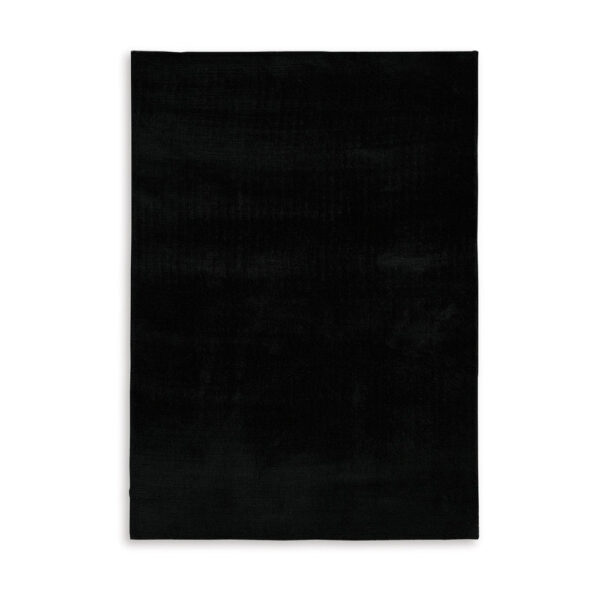Stebin 5 x 7 Medium Area Rug, Shag Style, Abstract Design Black Polyester