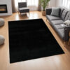 Stebin 5 x 7 Medium Area Rug, Shag Style, Abstract Design Black Polyester