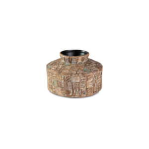 Meti 13 Inch Accent Flower Vase, Decorative Pot Style, Brown Black Metal