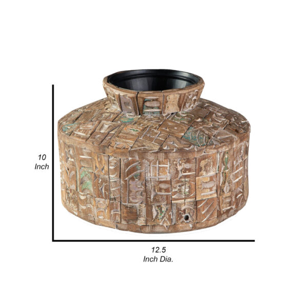 Meti 13 Inch Accent Flower Vase, Decorative Pot Style, Brown Black Metal