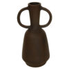 Adea Flower Vase, Antique Style Amphora Shape, Thin Neck, Brown Terracotta