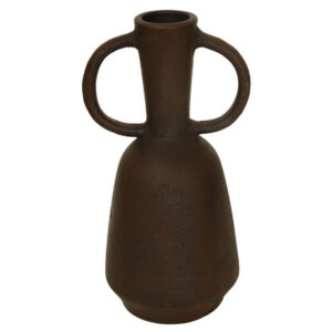 Adea Flower Vase, Antique Style Amphora Shape, Thin Neck, Brown Terracotta