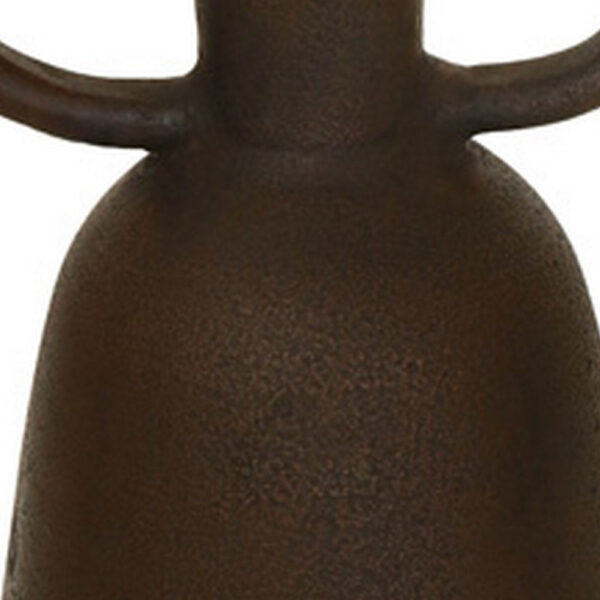 Adea Flower Vase, Antique Style Amphora Shape, Thin Neck, Brown Terracotta