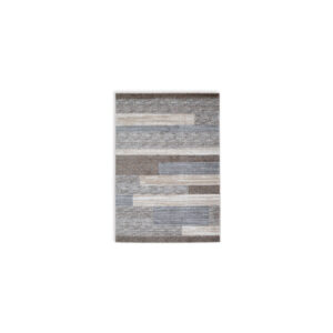 Beny 5 x 7 Medium Area Rug, Abstract Stripe Pattern, Gray, Brown, Cream