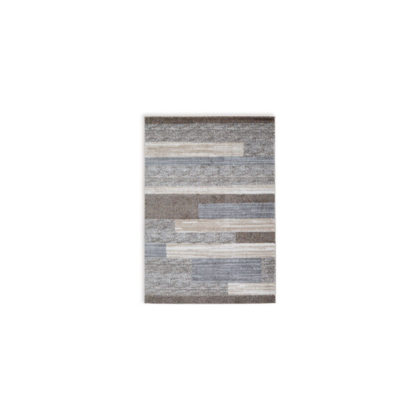 Beny 5 x 7 Medium Area Rug, Abstract Stripe Pattern, Gray, Brown, Cream