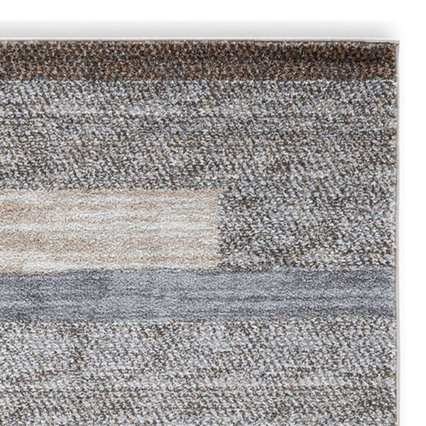 Beny 5 x 7 Medium Area Rug, Abstract Stripe Pattern, Gray, Brown, Cream