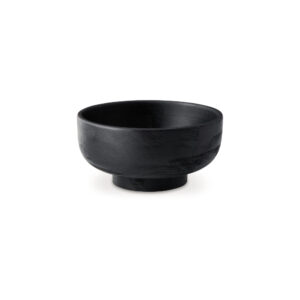 Nya 12 Inch Tabletop Decorative Bowl, Pedestal Round Base, Black Wood