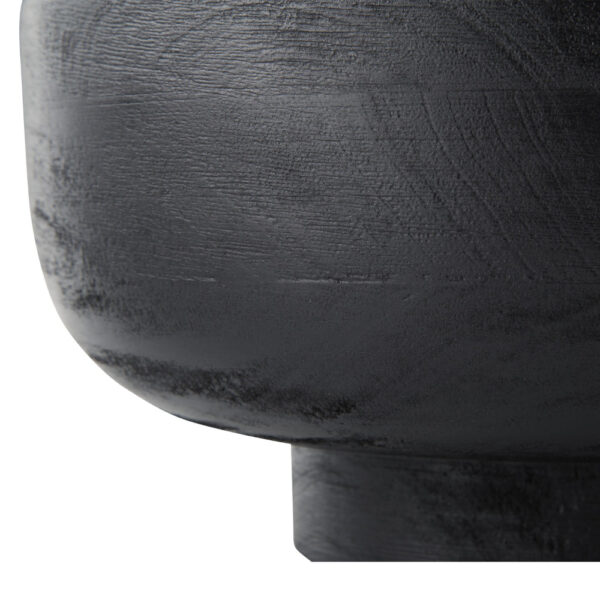 Nya 12 Inch Tabletop Decorative Bowl, Pedestal Round Base, Black Wood