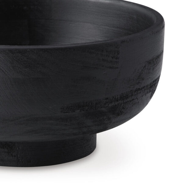 Nya 12 Inch Tabletop Decorative Bowl, Pedestal Round Base, Black Wood