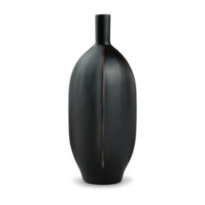 Troy 9 Inch Flower Vase, Home Decor Accessory Piece, Black Polyresin