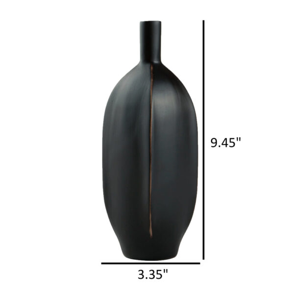 Troy 9 Inch Flower Vase, Home Decor Accessory Piece, Black Polyresin