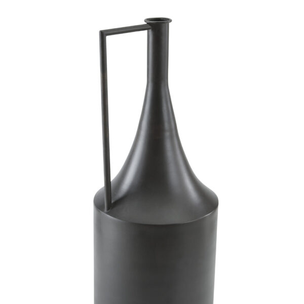 Toly 20 Inch Flower Vase, Industrial Angular Handle, Distressed Brown