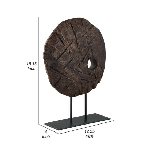 Bena 16 Inch Tabletop Home Decor Sculpture Art Piece, Brown Wood Finish