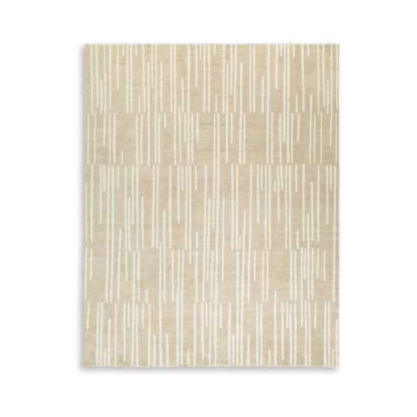 Stebin 5 x 7 Area Rug, Shag Style, 15mm Pile Cream Polyester, Washable