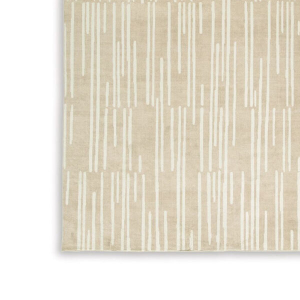 Stebin 5 x 7 Area Rug, Shag Style, 15mm Pile Cream Polyester, Washable