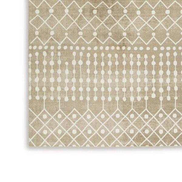 Bunny 5 x 7 Area Rug, Brown Tribal Print, Low Pile Polyester for Busy Area