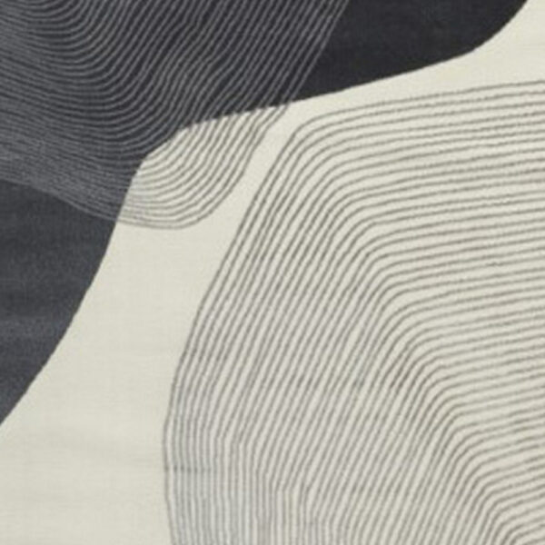 Rosy 5 x 7 Area Rug, Swirling Design, Soft Pile Polyester, Black Gray Beige