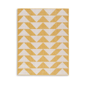 Hamley 8 x 10 Area Rug, Indoor Outdoor, Geometric Prints, Yellow, White