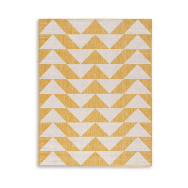 Hamley 8 x 10 Area Rug, Indoor Outdoor, Geometric Prints, Yellow, White