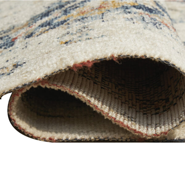 Jerry 5 x 7 Area Rug, Indoor Outdoor, Medallion, Polyester, Ivory Orange