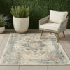Jerry 5 x 7 Area Rug, Indoor Outdoor, Medallion, Polyester, Ivory Orange