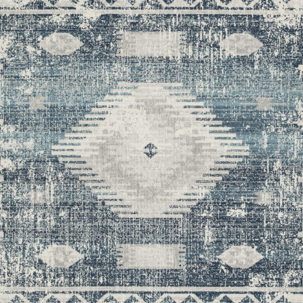 Daisy 5 x 7 Area Rug, Indoor Outdoor, Persian Pattern, Polyester Gray, Blue