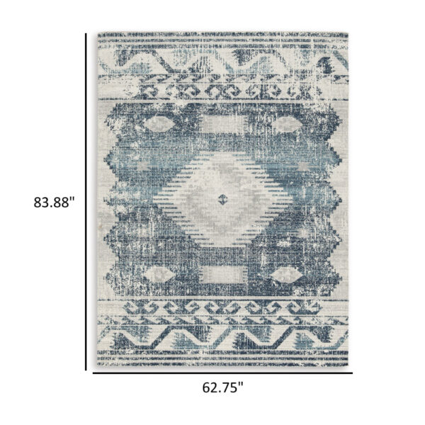 Daisy 5 x 7 Area Rug, Indoor Outdoor, Persian Pattern, Polyester Gray, Blue