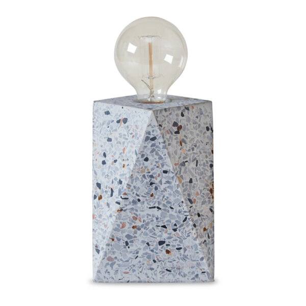 Joen 7 Inch Modern Small Table Lamp, Solid Stone Sculpture, White Terrazzo