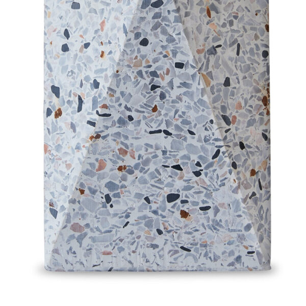 Joen 7 Inch Modern Small Table Lamp, Solid Stone Sculpture, White Terrazzo