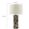 Foer 27 Inch Table Lamp, Cream Drum Fabric Shade, Black Brown Resin Base